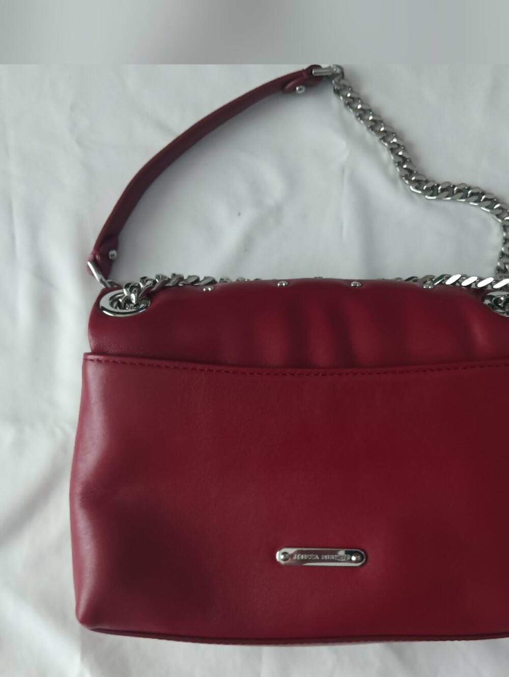 Rebecca Minkoff Red Quilted Studded Leather Shoulder Bag - Picture 3 of 7